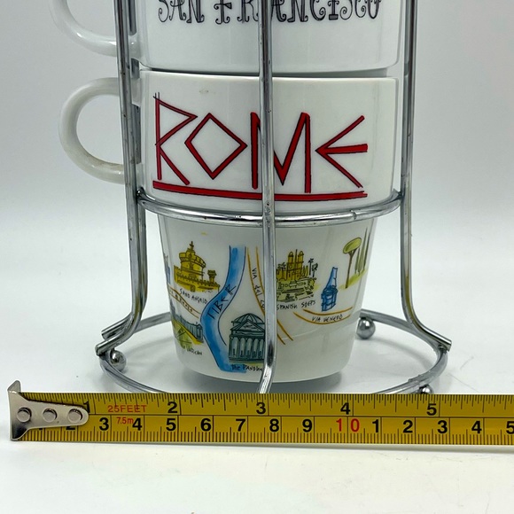 7pc World Market Stackable Mugs New York Rome Tokyo Paris Shanghai San Francisco - Picture 13 of 16